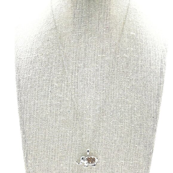 Unbranded Jewelry - Elephant Charm Necklace GTR 925 Italy Diamond Chip Accents Original Tags Lucky